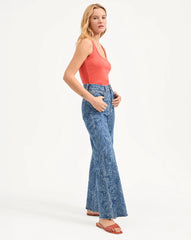 Taylor Paisley Printed Wide-Leg Jean
