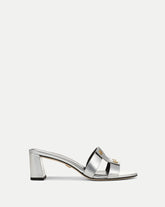 Via Silver Mid-Heel Sandal