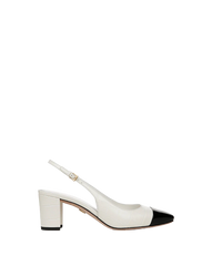 Cecile Croc-Embossed Cap-Toe Slingback Pump