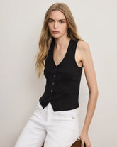 Hoorne Button-Down Tank Top