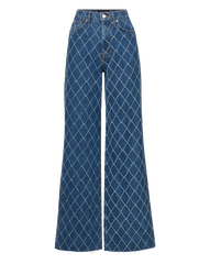 Taylor Diamond Printed Wide-Leg Jean