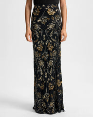 Medina Floral-Embellished Maxi Skirt