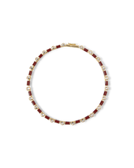 Burgundy Enamel and Crystal Barrel Necklace