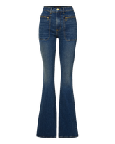 Beverly Patch-Pocket Skinny-Flare Jean