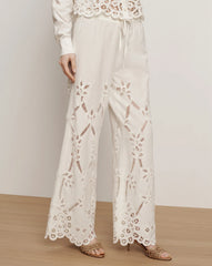Daisy Wide-Leg Eyelet Pant