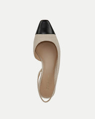 Cecile Raffia Cap-Toe Slingback