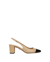 Cecile Leather Cap-Toe Slingback Pump