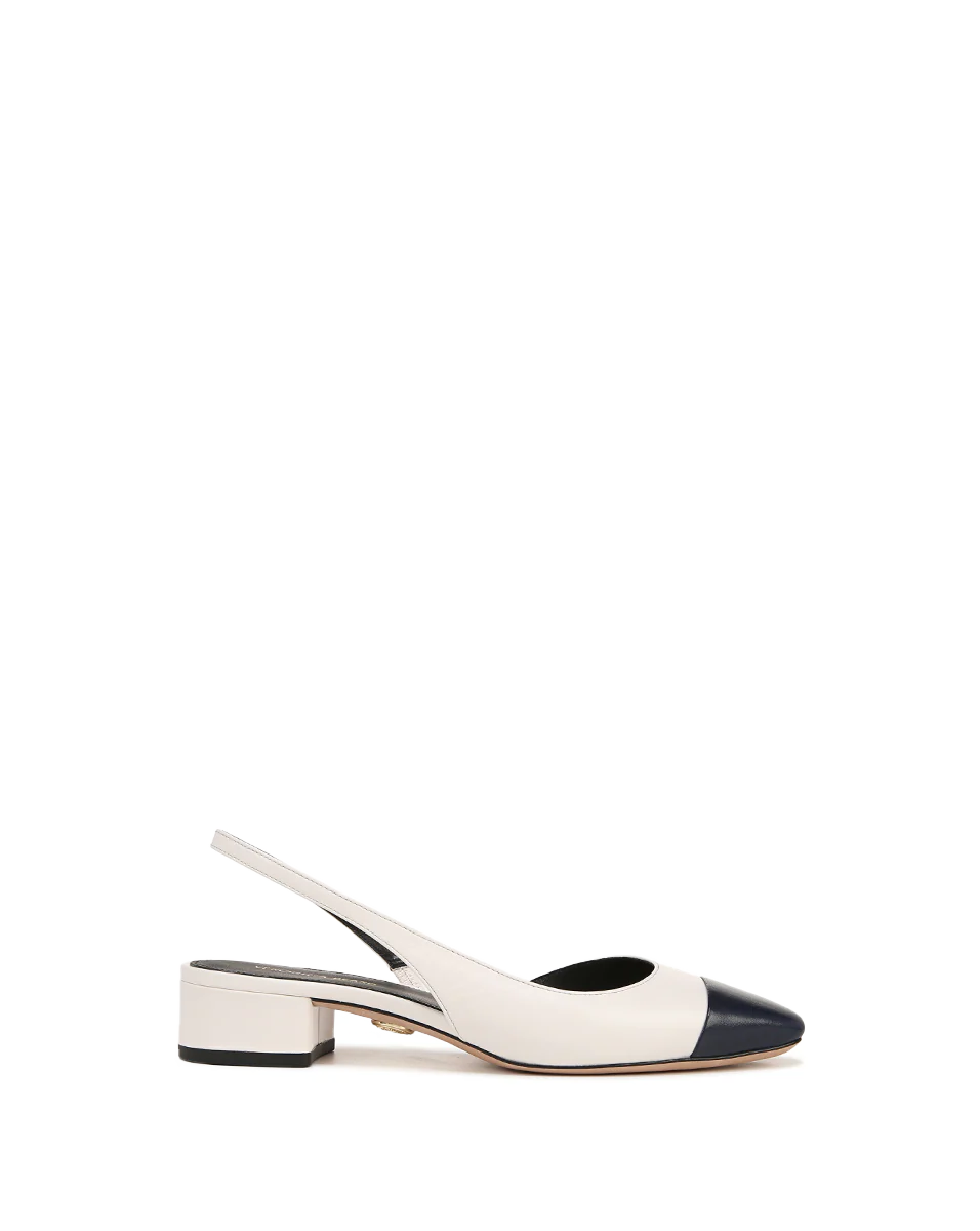 Cecile Leather Cap-Toe Slingback