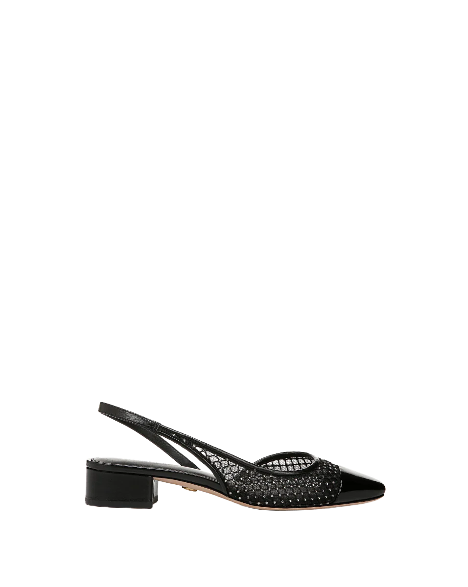 Cecile Rhinestone Mesh Cap-Toe Slingback