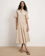 Cam Drop-Waist Midi Shirtdress