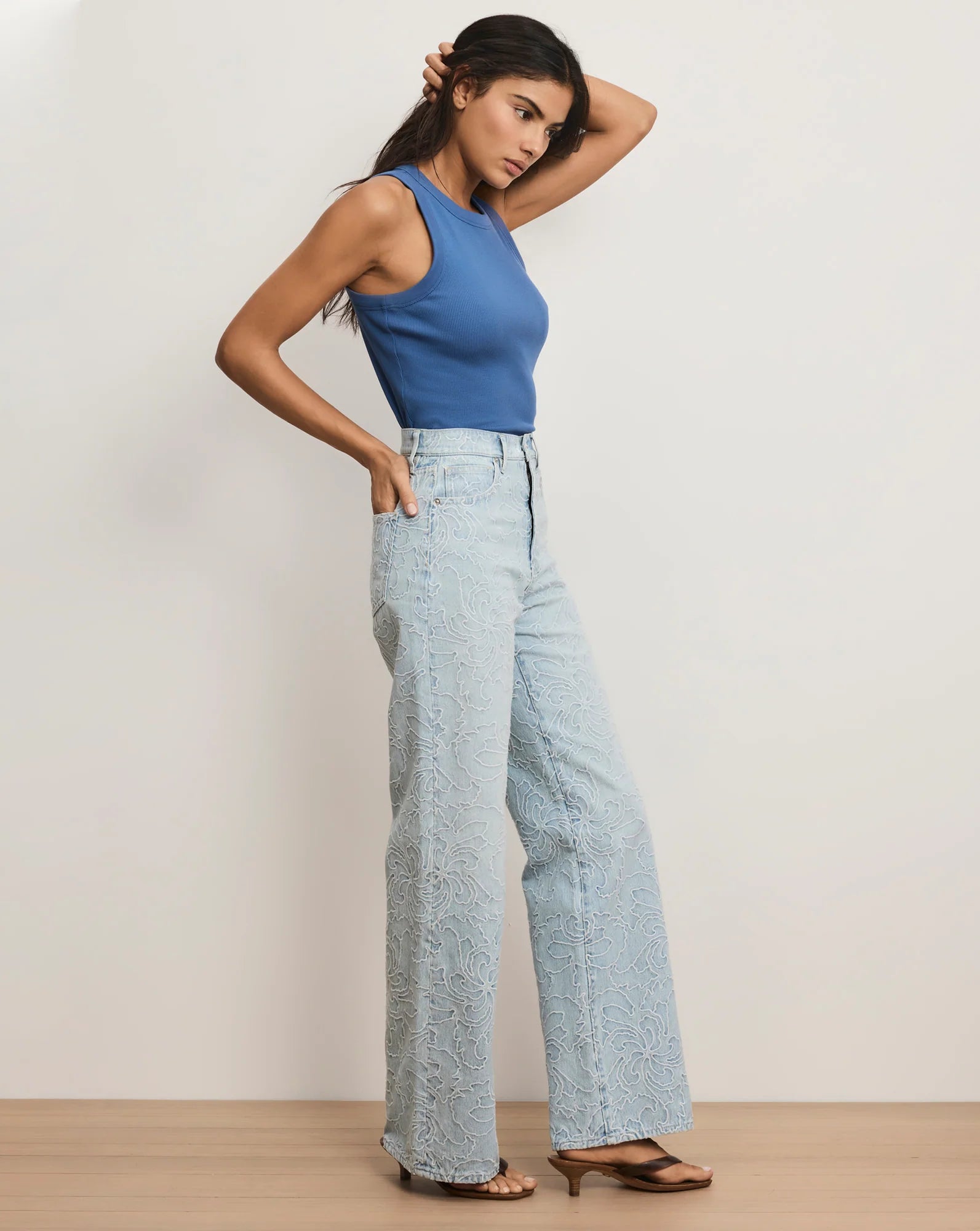 Taylor Embroidered Wide-Leg Jean