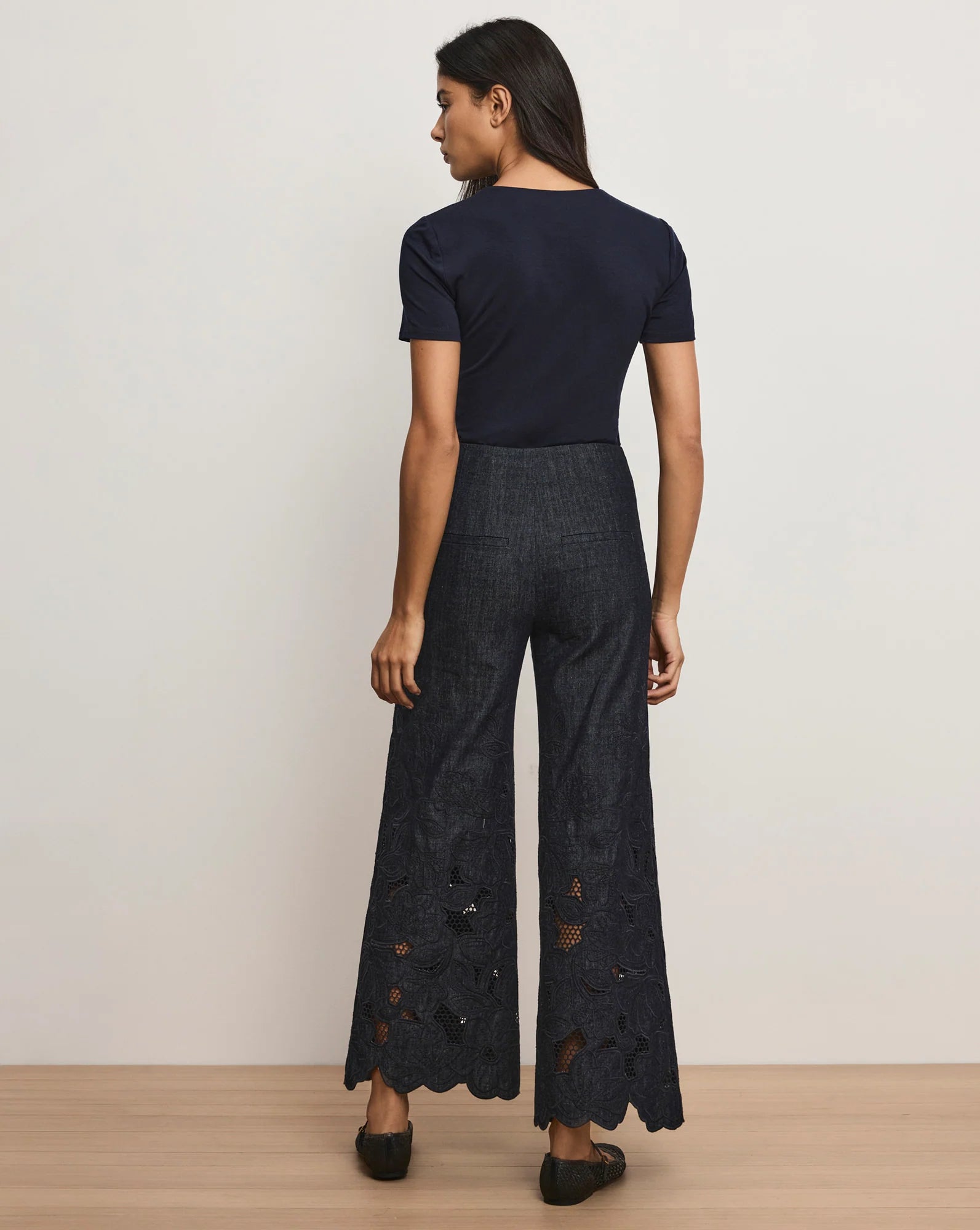 Osborne Wide-Leg Eyelet Pant