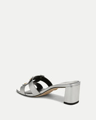 Via Silver Mid-Heel Sandal