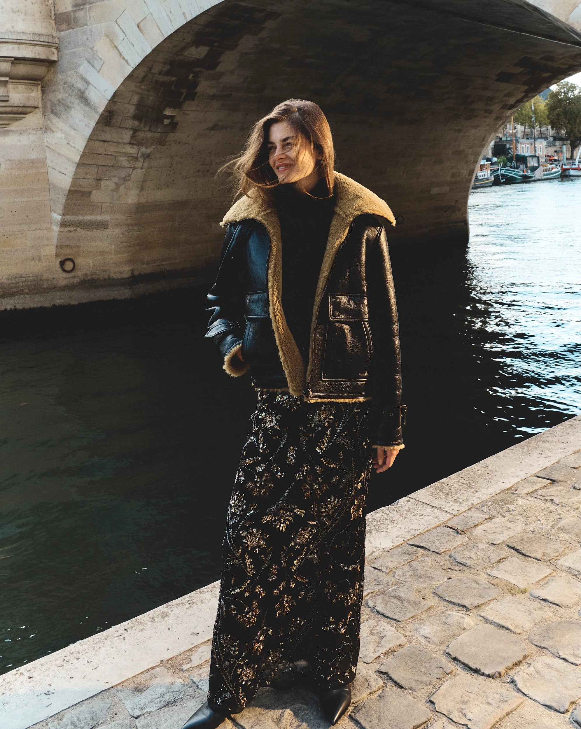 Medina Floral-Embellished Maxi Skirt