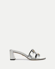 Via Silver Mid-Heel Sandal
