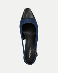 Cecile Denim Cap-Toe Slingback Pump