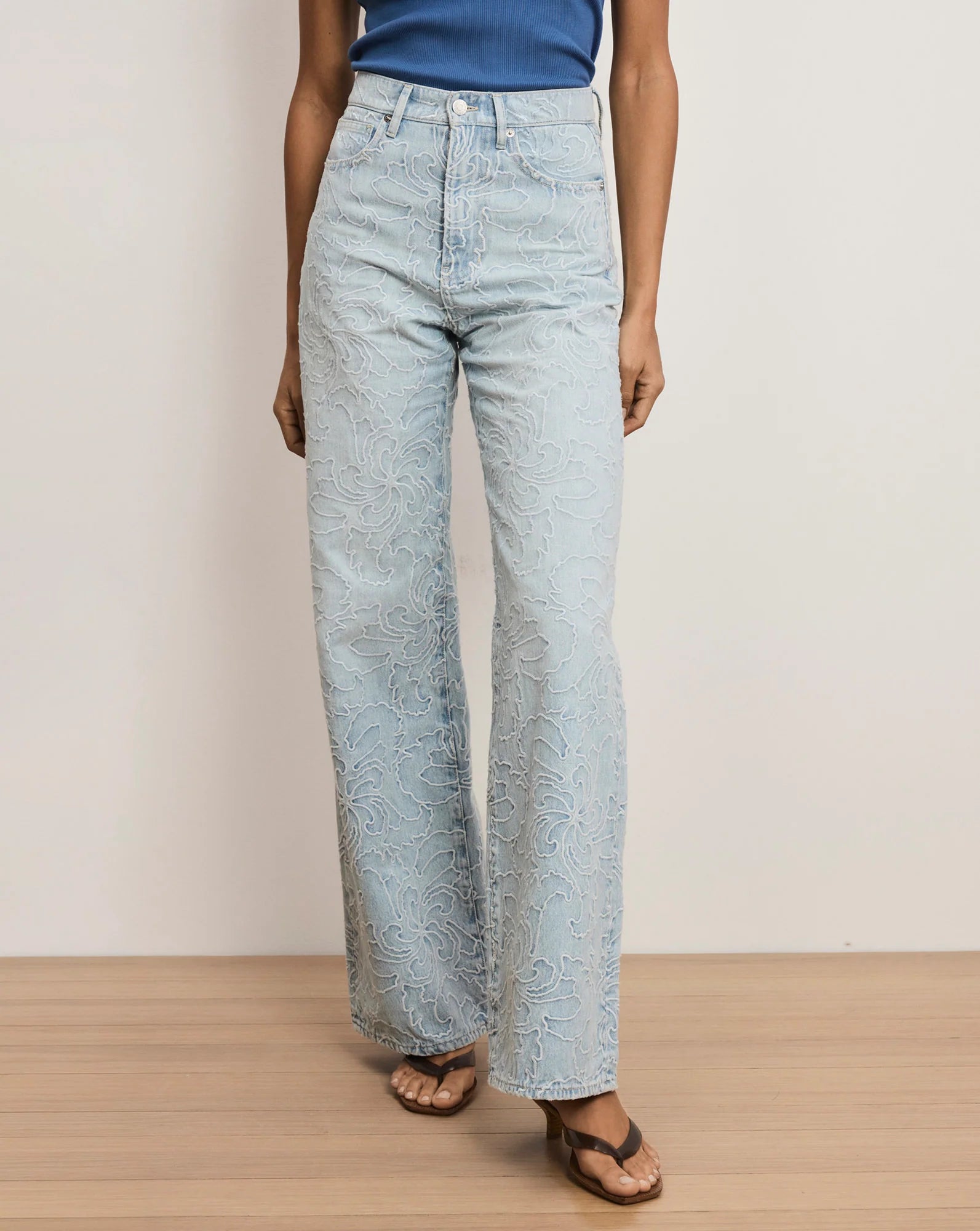 Taylor Embroidered Wide-Leg Jean
