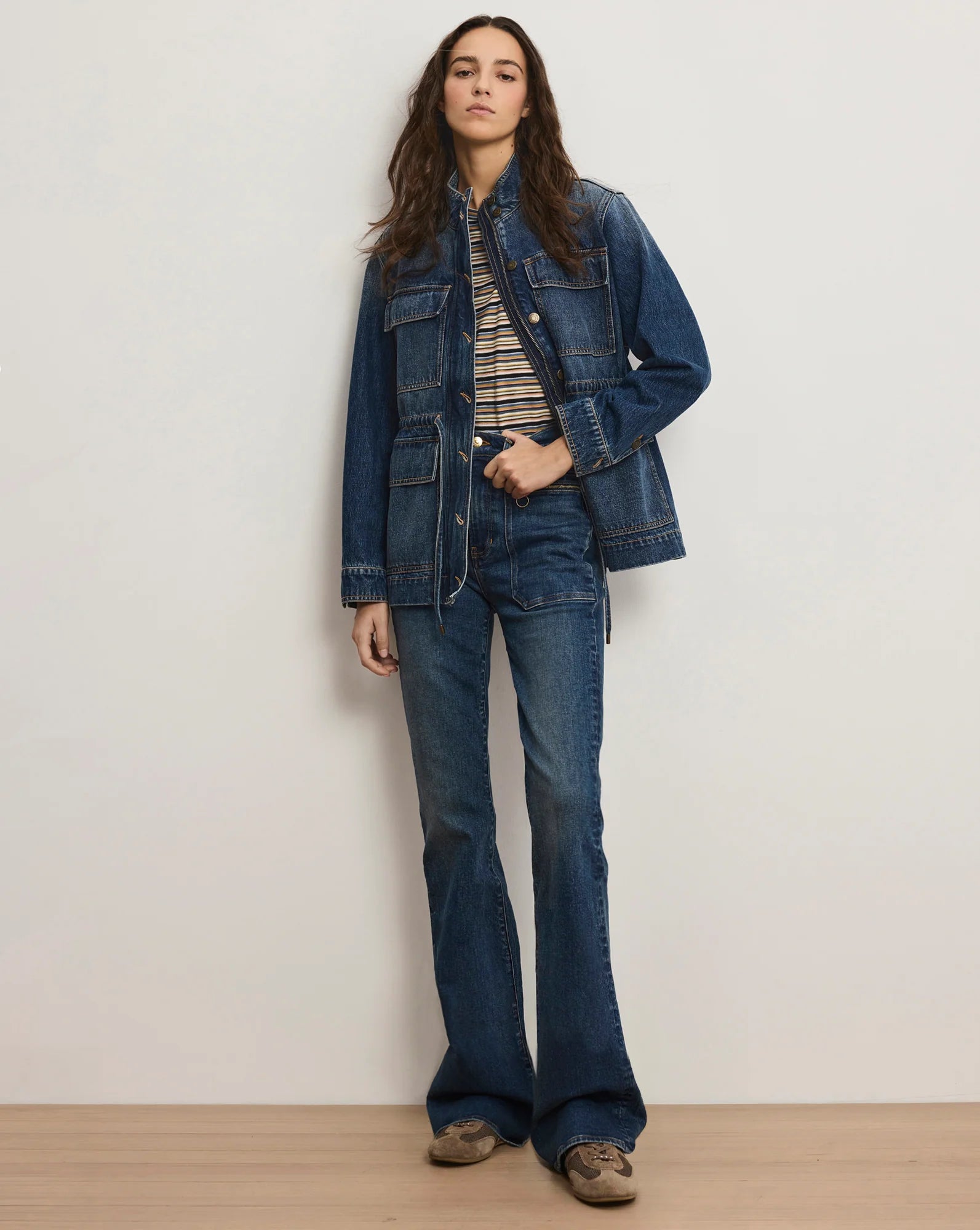 Beverly Patch-Pocket Skinny-Flare Jean