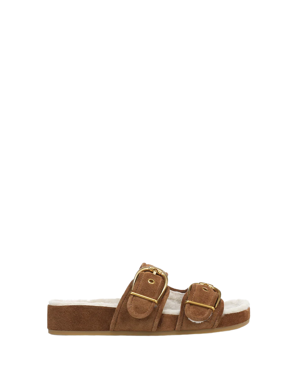 Prue Shearling Buckle Sandal