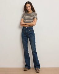 Beverly Patch-Pocket Skinny-Flare Jean