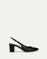 Cecile Leather Cap-Toe Slingback Pump