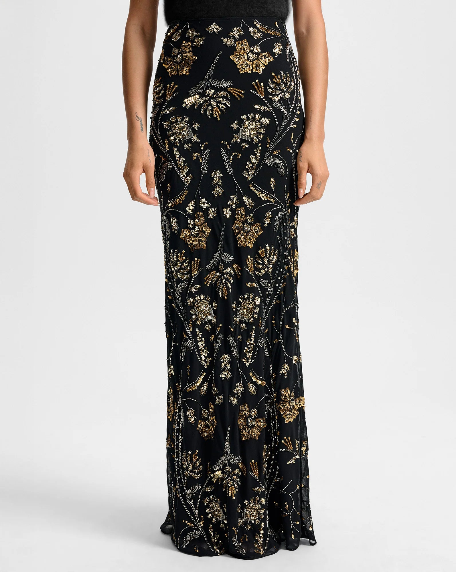 Medina Floral-Embellished Maxi Skirt