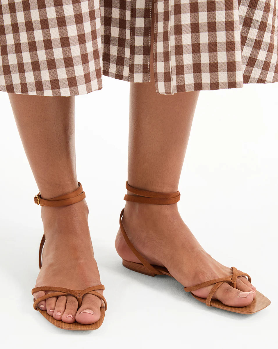 Allegra Suede Ankle-Wrap Sandal