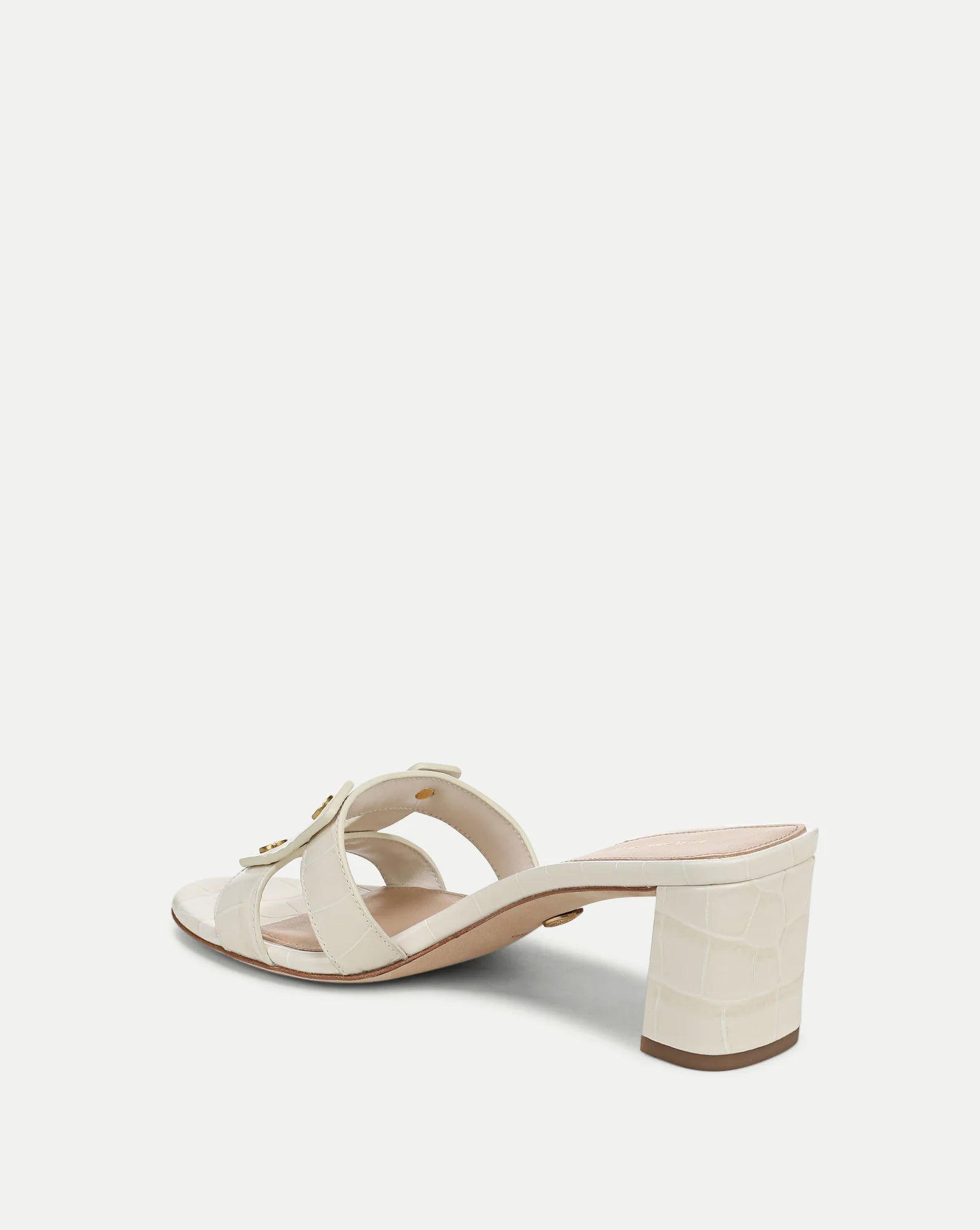 Via Croc-Embossed Mid-Heel Sandal