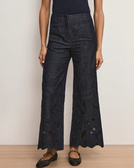 Osborne Wide-Leg Eyelet Pant