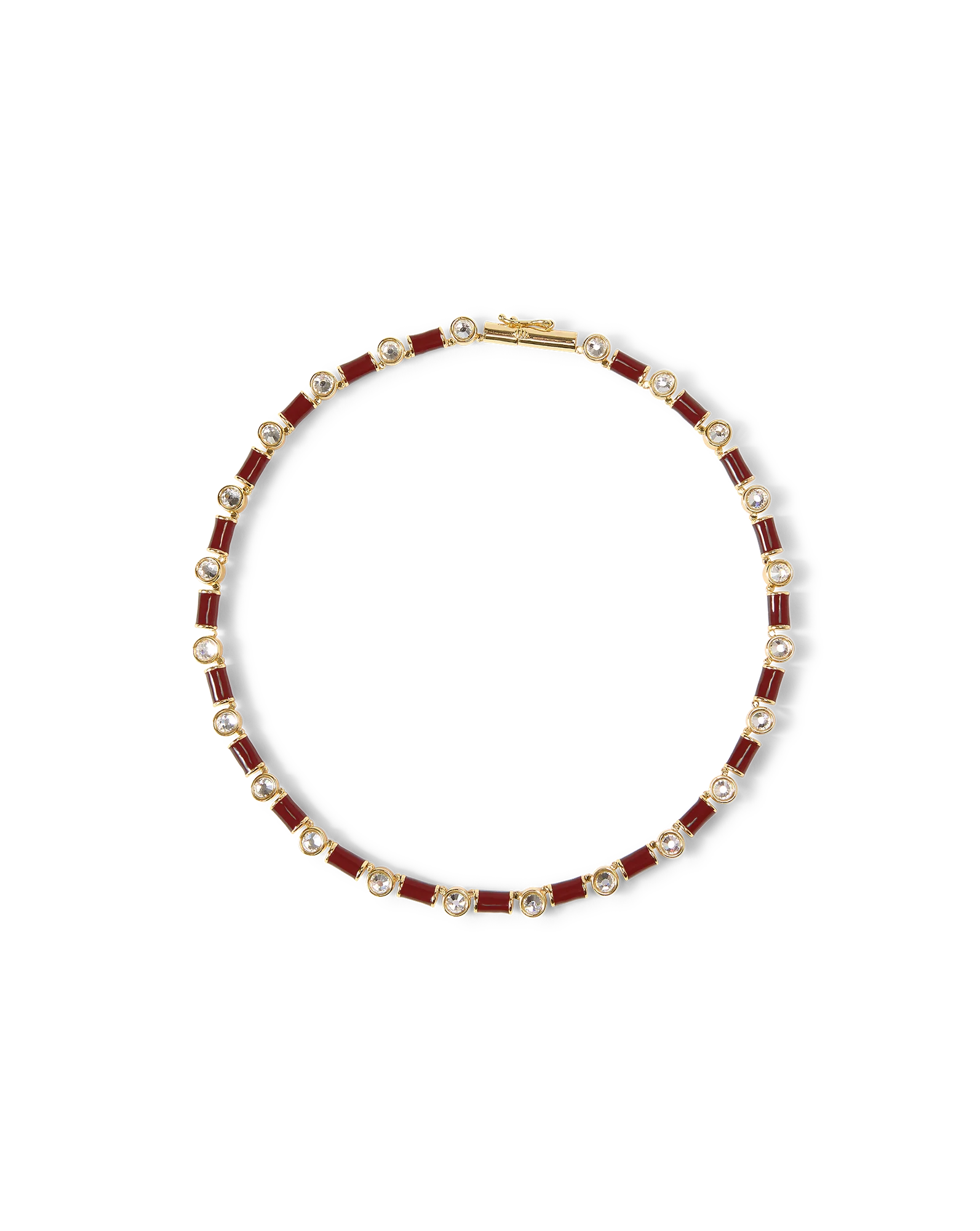 Burgundy Enamel and Crystal Barrel Necklace
