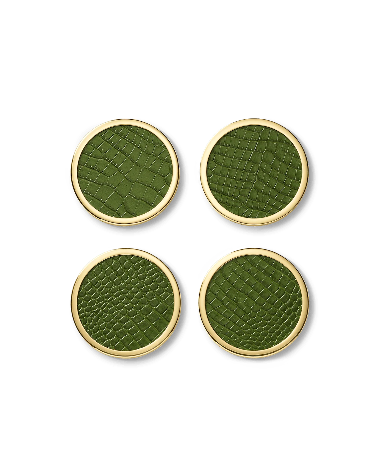 Croc-Embossed Leather Coaster Set