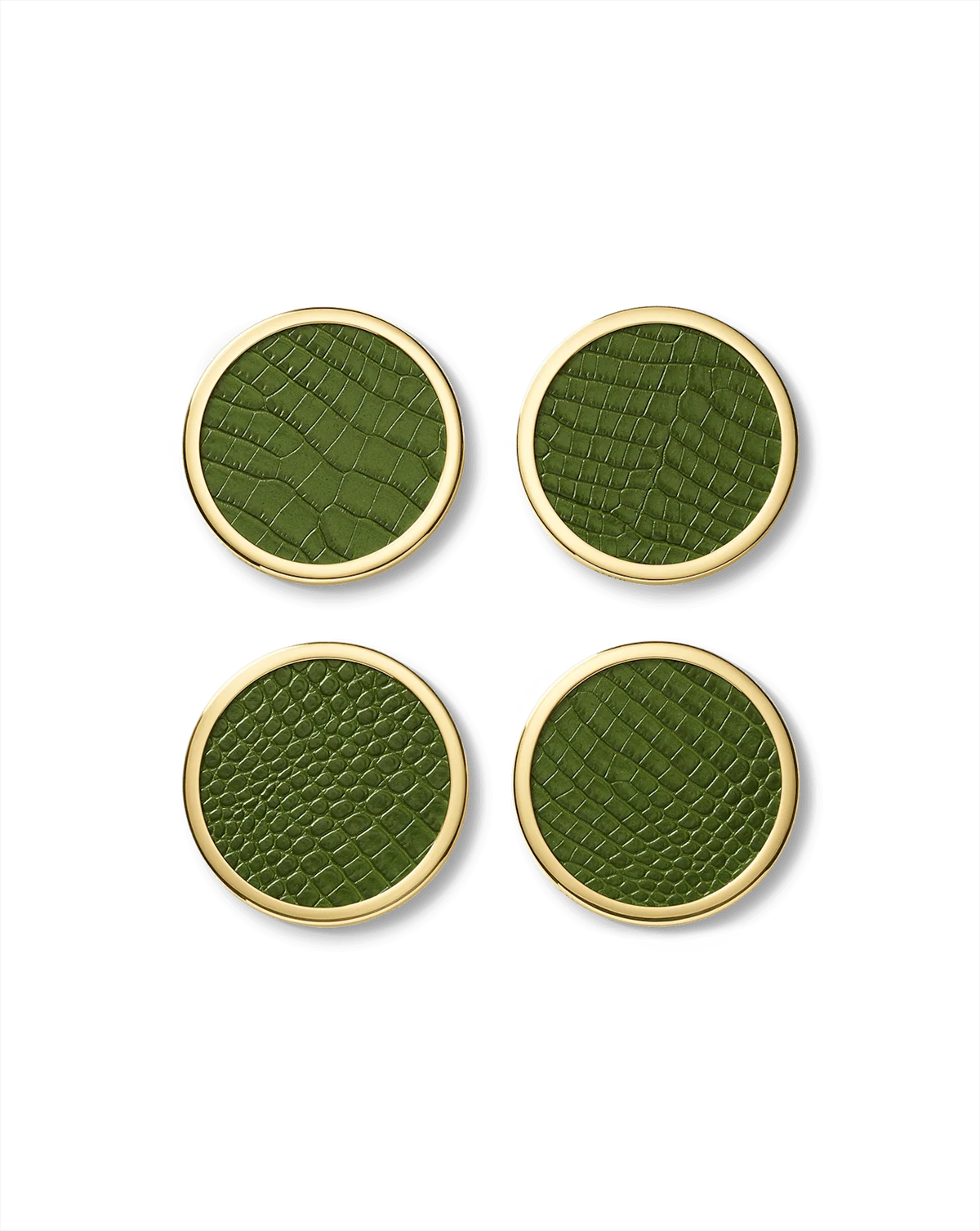 Croc-Embossed Leather Coaster Set