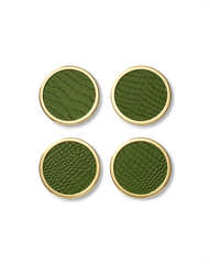 Croc-Embossed Leather Coaster Set