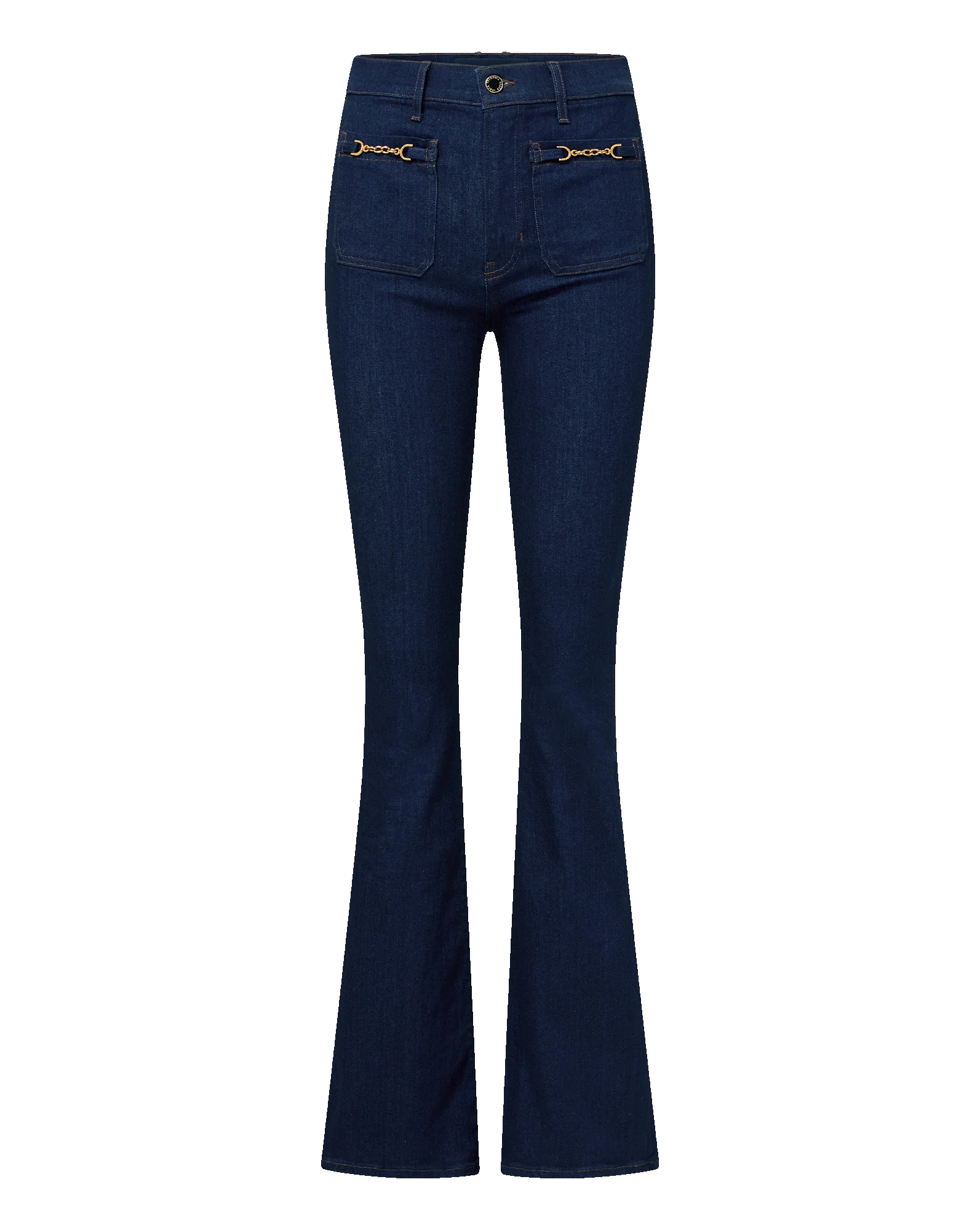 Beverly Chain-Pocket Skinny-Flare Jean