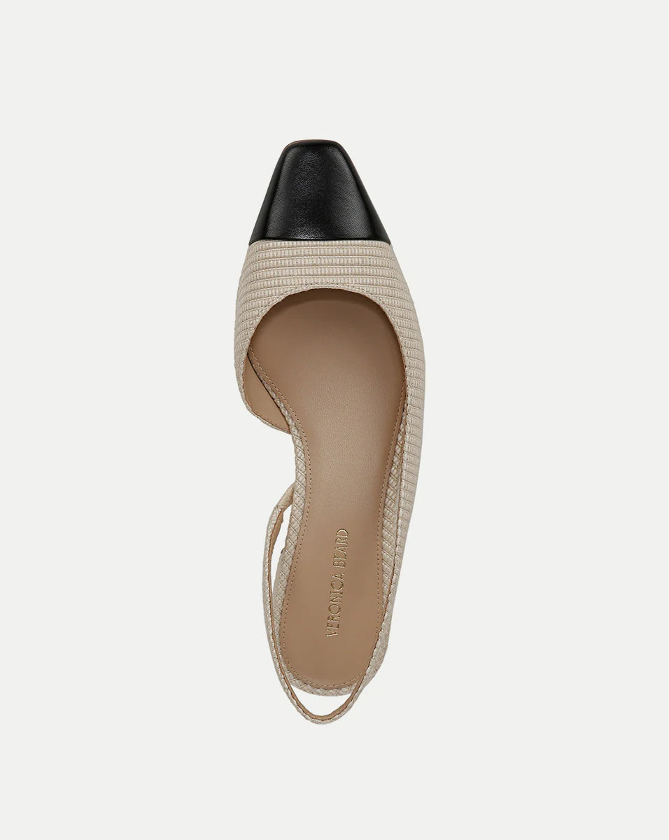 Cecile Raffia Cap-Toe Slingback