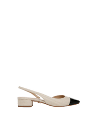 Cecile Raffia Cap-Toe Slingback