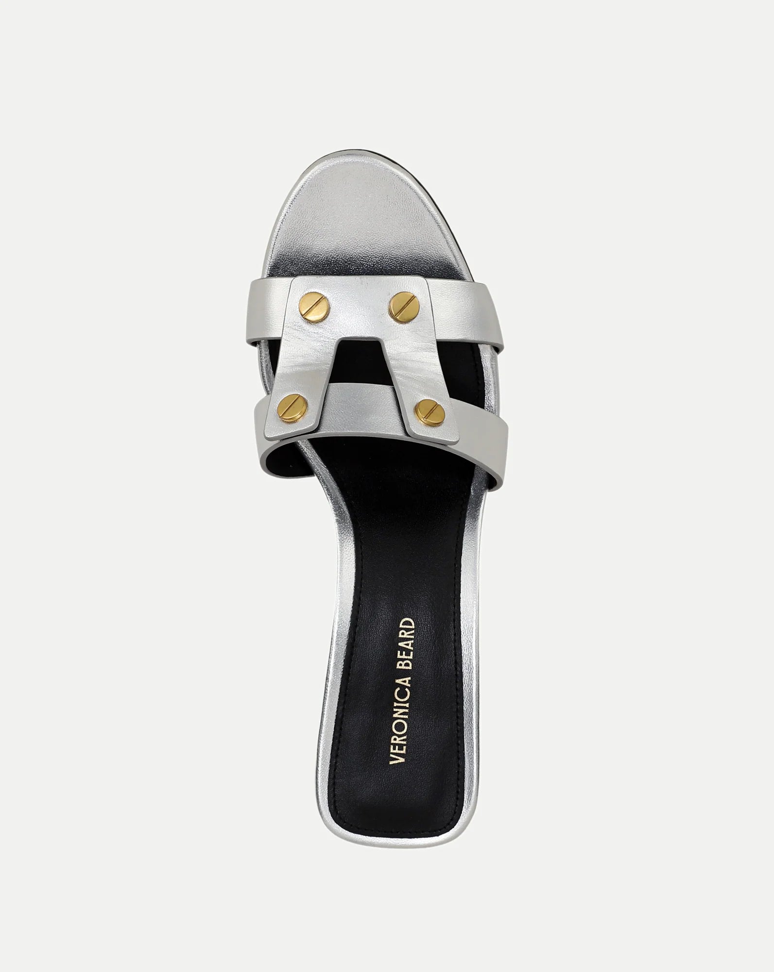 Via Silver Mid-Heel Sandal