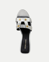 Via Silver Mid-Heel Sandal