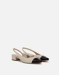 Cecile Raffia Cap-Toe Slingback