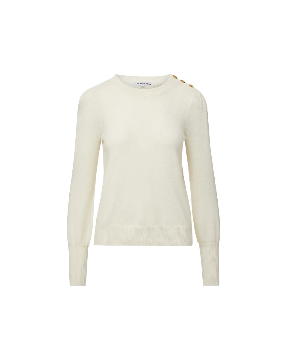Nelia Cashmere Pullover | Button Accent