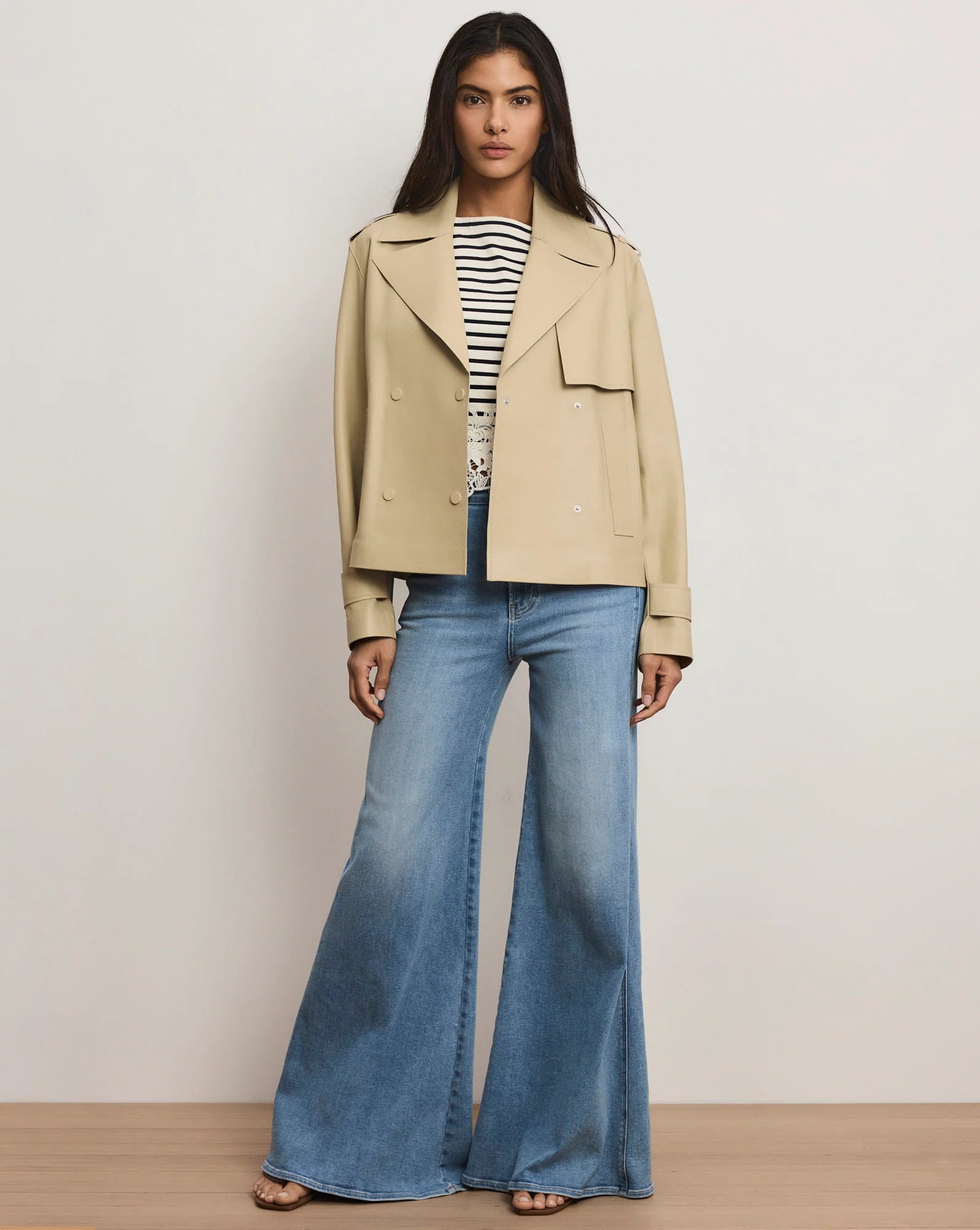 Heathcliff Cropped Leather Trench Coat
