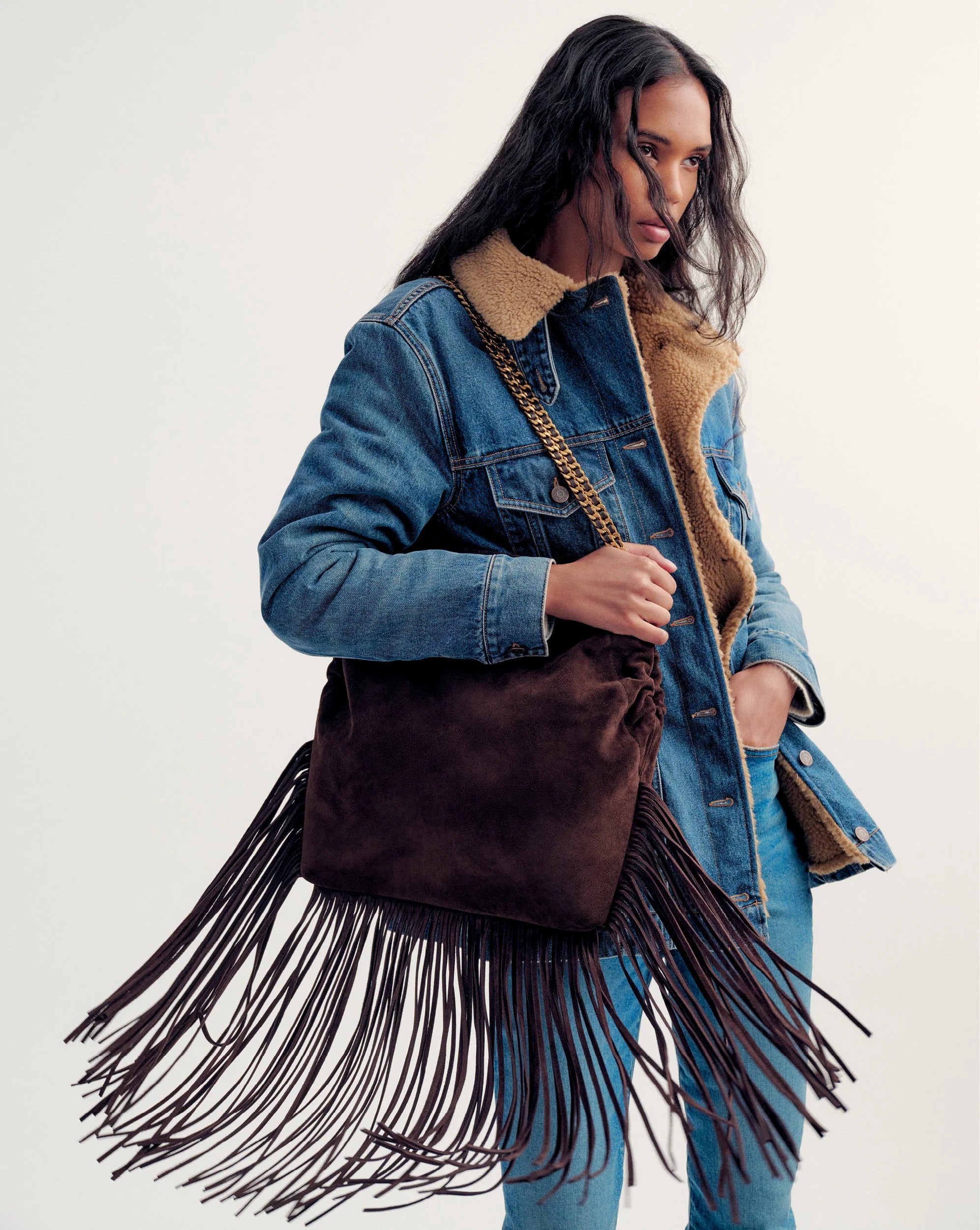 Large Fringe Veronica Beard Slouch Bag