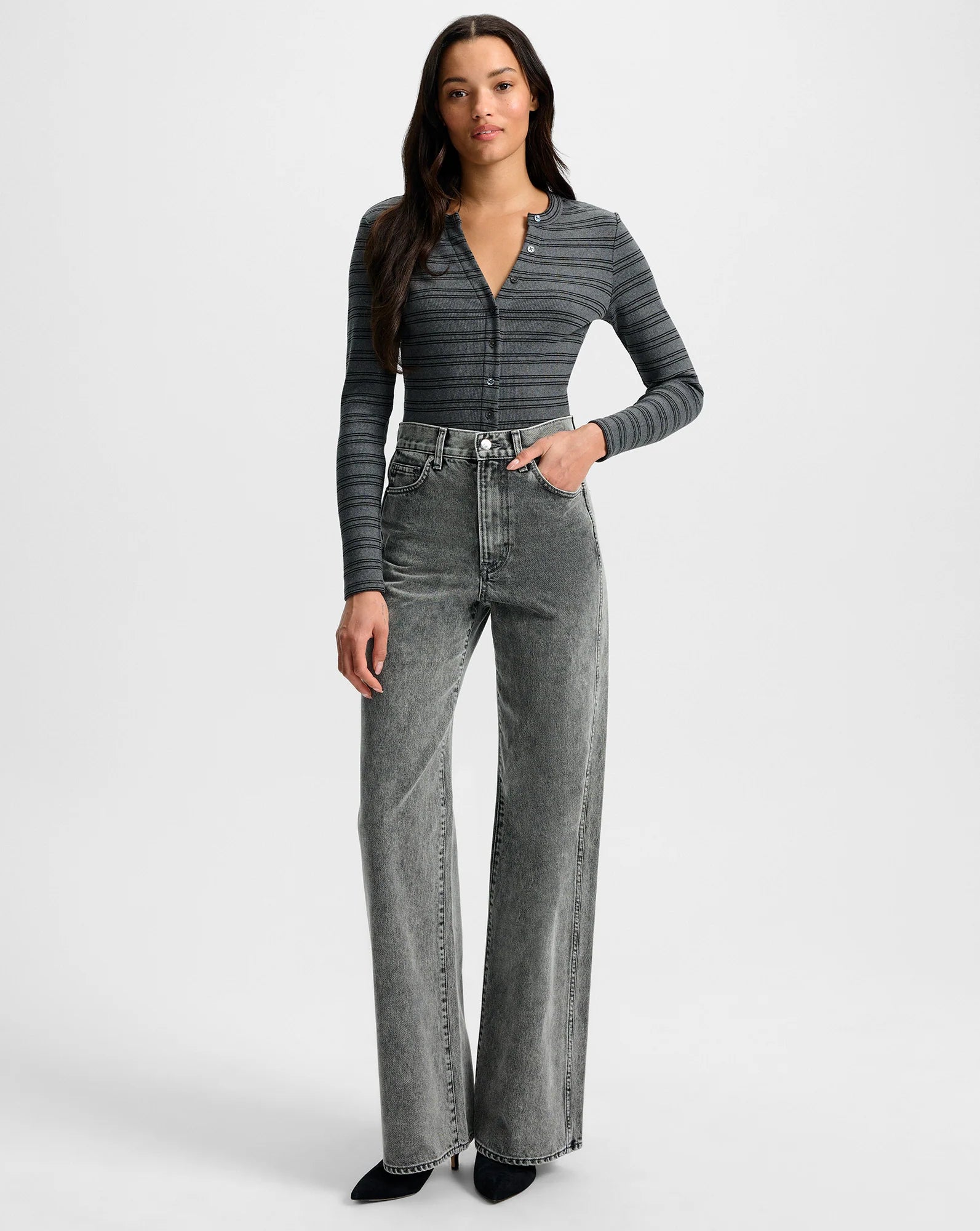 Dilia Striped Button-Down T-Shirt