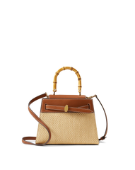 Veronica Beard Raffia Dash Top-Handle Bag