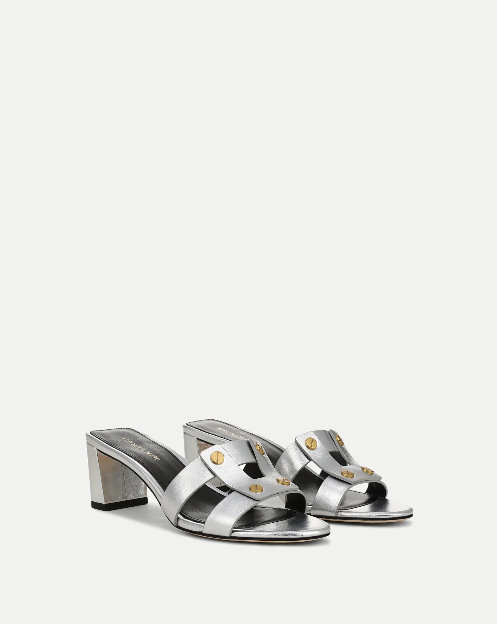 Via Silver Mid-Heel Sandal