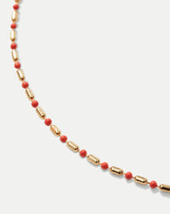 Long Enamel Bead Chain Necklace