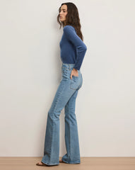Beverly Patch-Pocket Skinny-Flare Jean