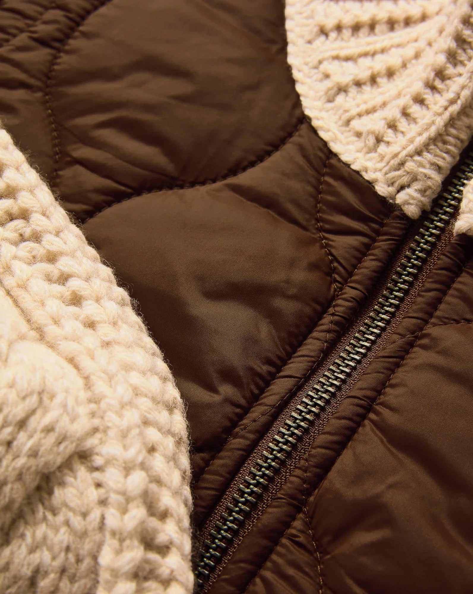 Patra Knit-Sleeve Quilted Jacket