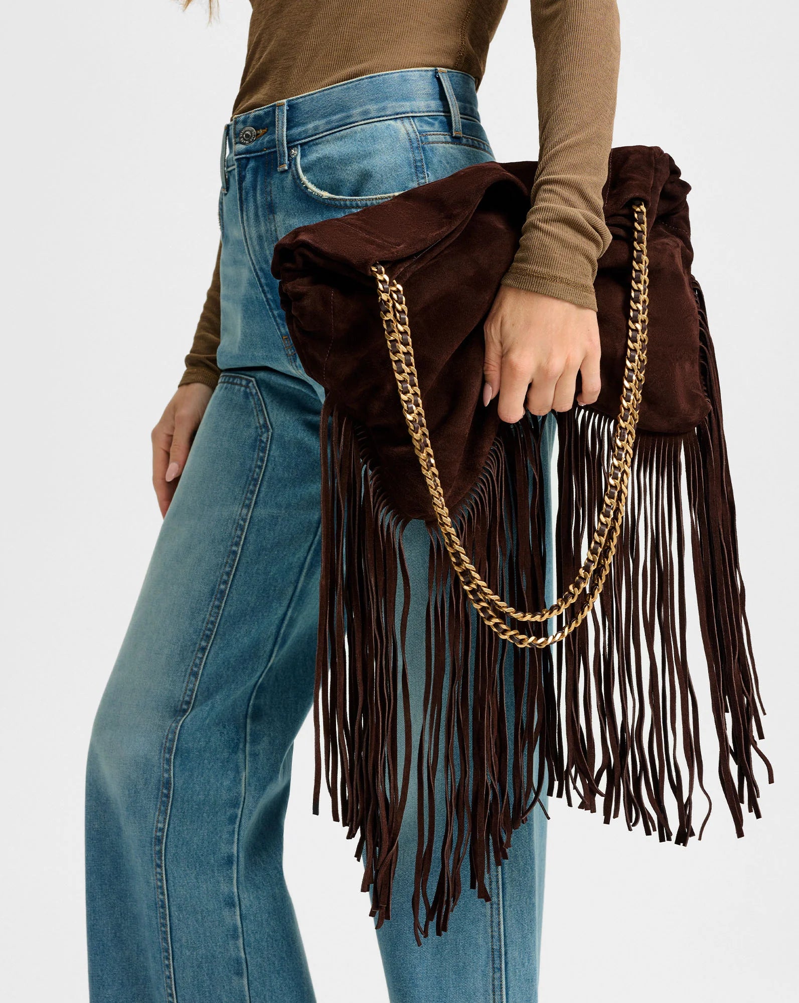 Large Fringe Veronica Beard Slouch Bag