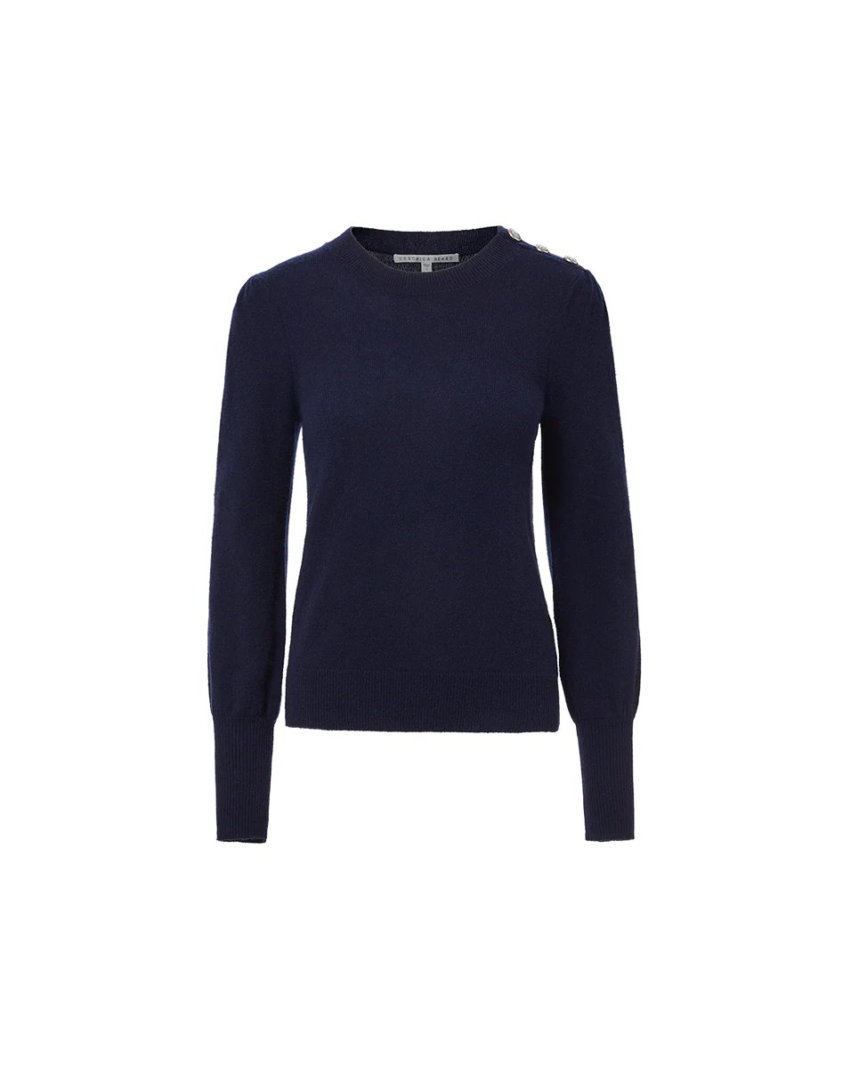 Nelia Cashmere Pullover | Button Accent